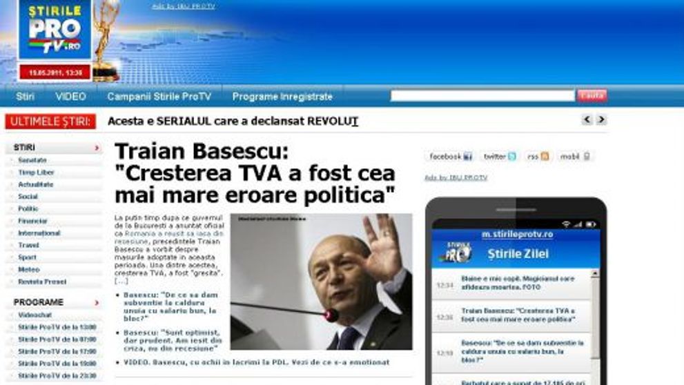 Trebuie sa wwwezi: Stirile ProTv si emisiunea “Romania te iubesc” sunt live si pe mobil!
