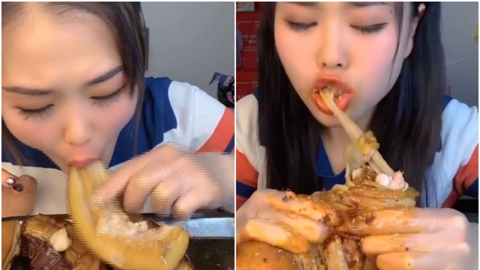 Devorează slănina ca pe castraveți. Filmuletul cu o asiatică mâncăcioasă care a șocat internetul