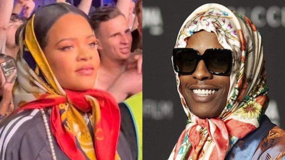 Rihanna, într-un costum sport și cu batic pe cap, la concertul iubitului. Reacția fanilor: „are look de mămică”