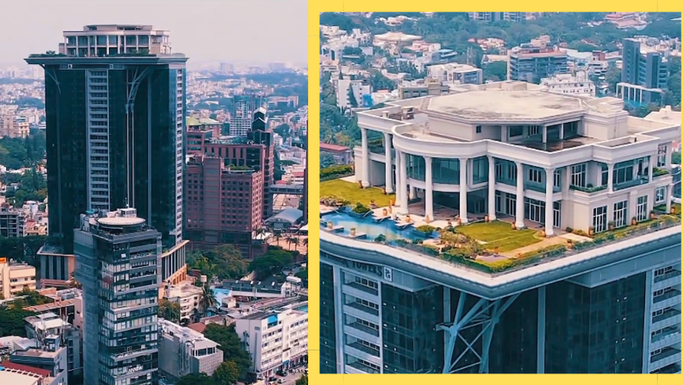 Un miliardar indian și-a construit vilă cu două etaje pe acoperișul unui turn de 122 m