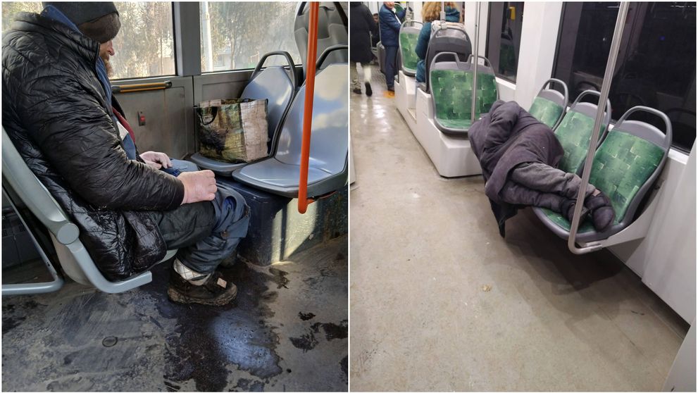 Cătălătorii din București, exasperați de situația oamenilor fără adăpost din mijloacele de transport în comun
