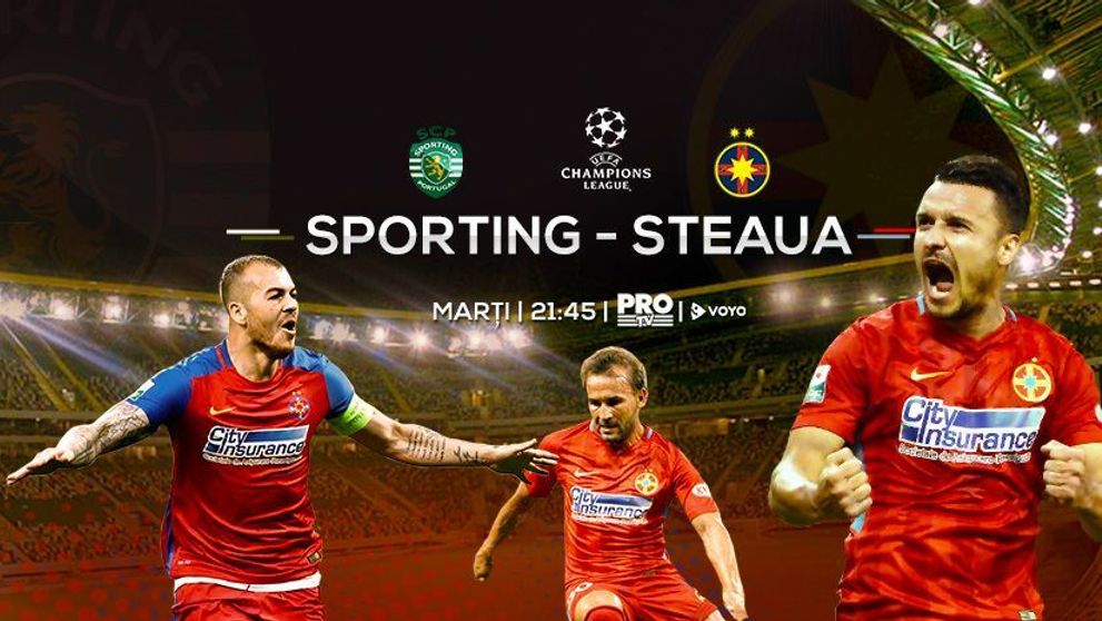ASTAZI Pro TV transmite meciul dintre Sporting Lisabona si FCSB, in playoff-ul UEFA Champions League