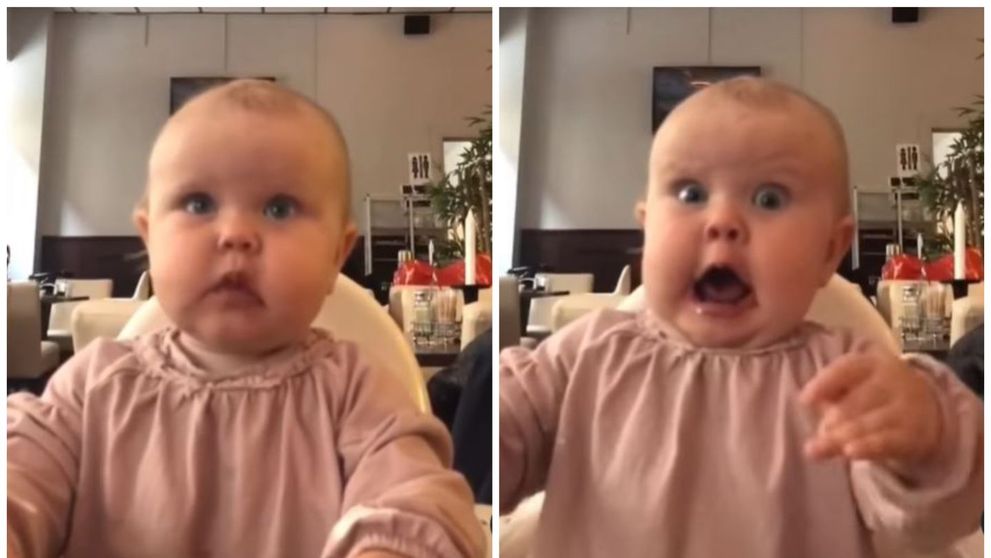 Reacția genială a unui bebeluș când vede mâncarea. Momentul video a ajuns viral