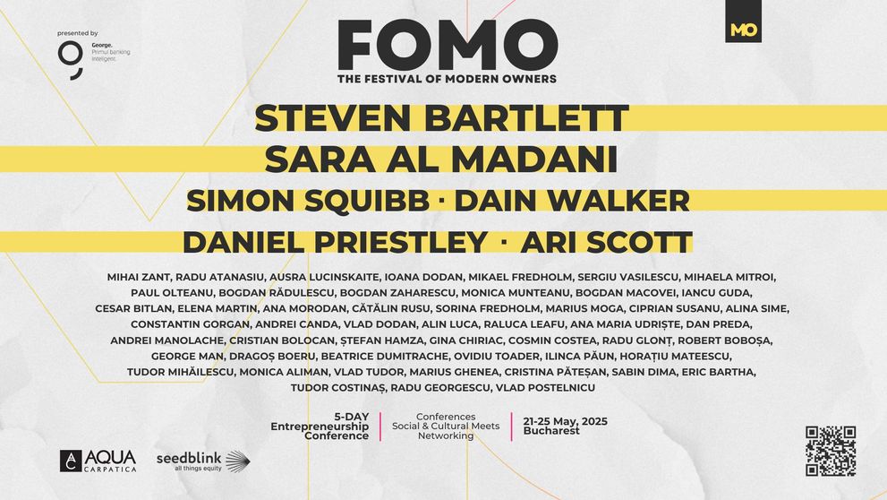 FOMO devine epicentrul antreprenoriatului! Dain Walker, gigant al brandingului, Daniel Priestley, antreprenor de renume internațional, și zeci de speakeri români se alătură festivalului