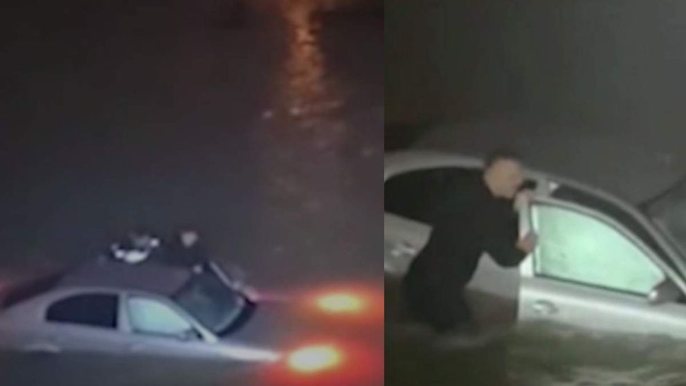 Momentul înfiorător în care o femeie cade cu mașina în râul Jiu. Întreaga operațiune de salvare, surprinsă VIDEO. Imaginile fac înconjurul internetului