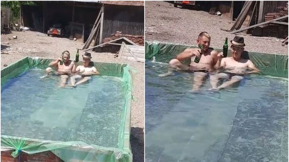 Doi români și-au făcut piscină într-o remorcă, iar acum sunt vedete pe TikTok: 'Așa ceva numai în România vezi!'