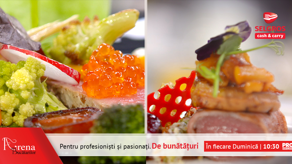 Muschiulet de caprior cu foie-gras si peltea de gutui si file de ton cu legume de sezon si ou posat