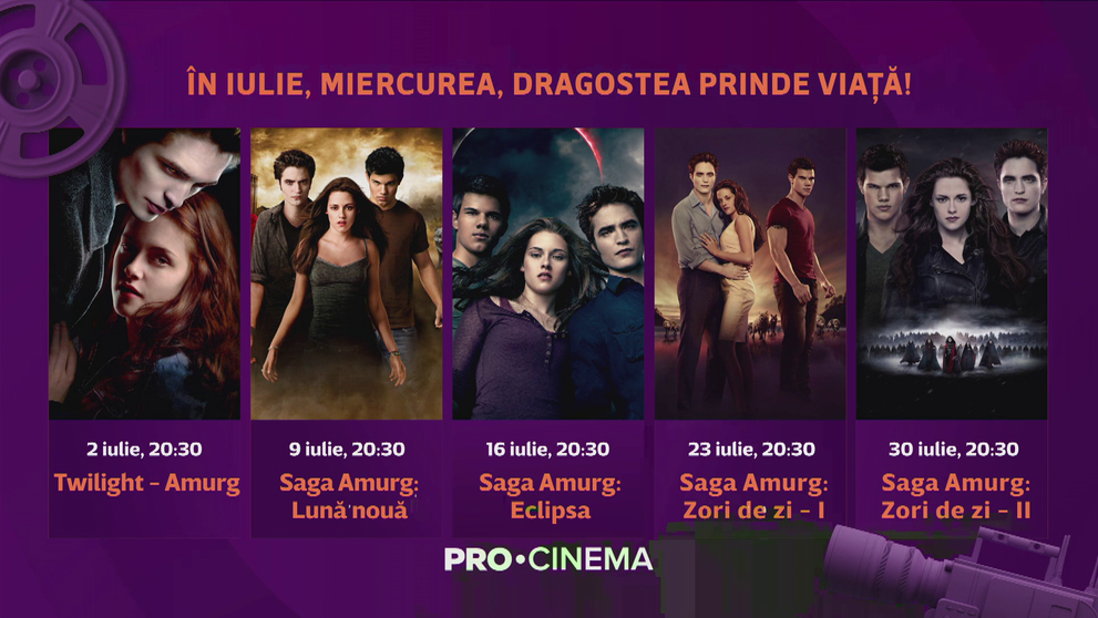 Saga Amurg revine la PRO CINEMA!  În iulie, maraton de filme americane, românești și franțuzești de neratat
