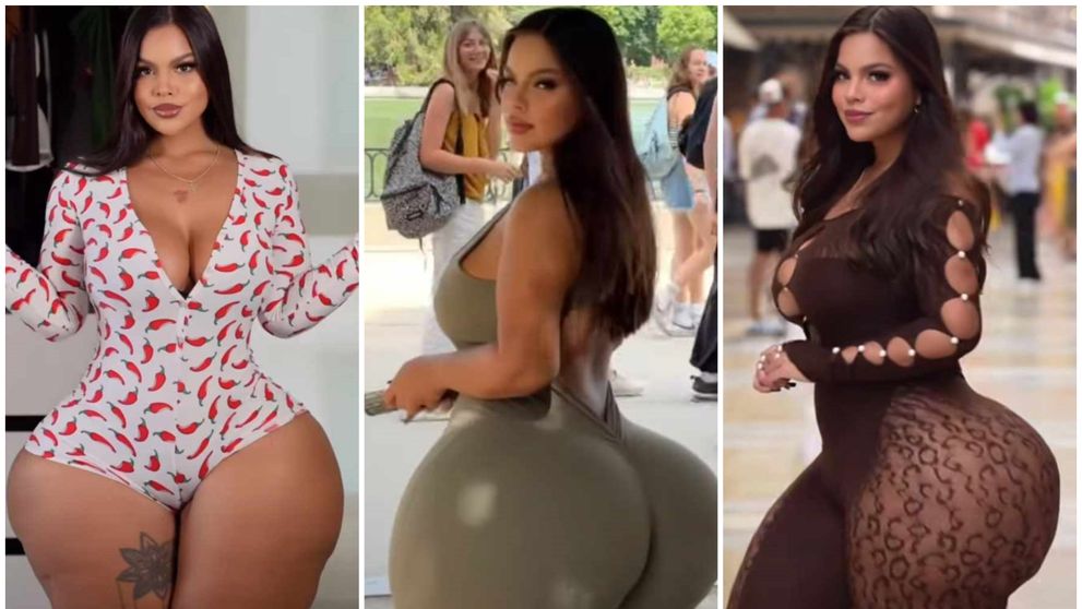 De la talie în sus e ca trasă prin inel, dar șoldurile sunt demne de Cartea Recordurilor. Influencerița cu cel mai mare posterior, imposibil de ignorat în public