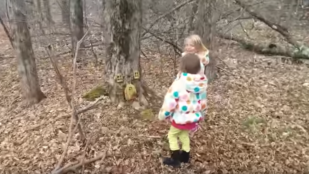 Si-a scos la plimbare copiii in padure si i-a lasat sa exploreze. Ce au gasit micutii pare desprins din basme