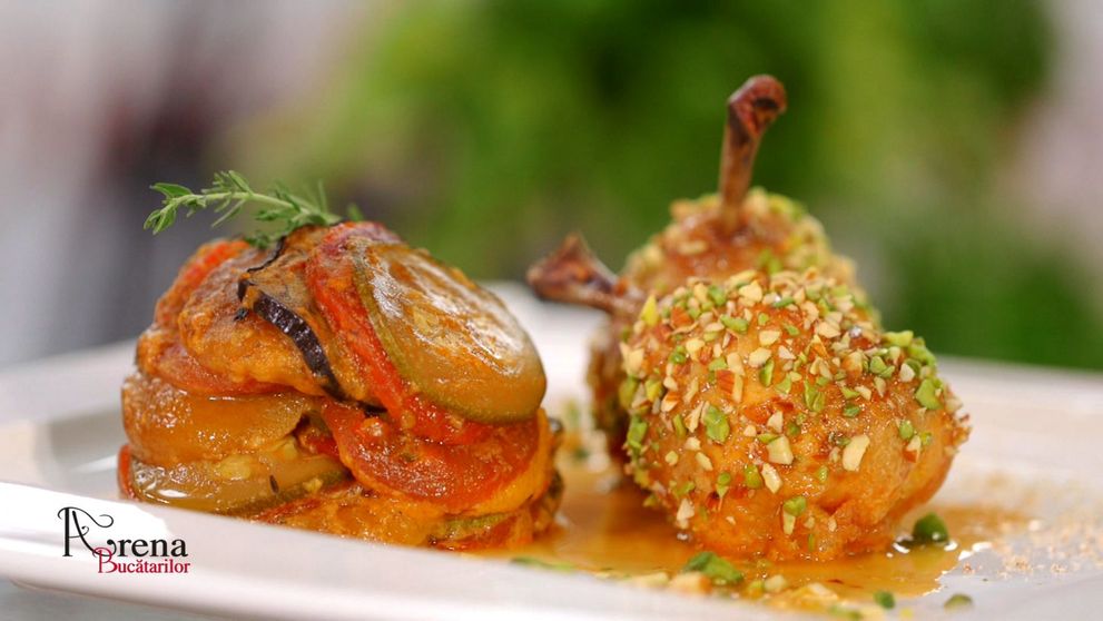 Pui Coquelet de Bretagne cu fructe oleaginoase si ratatouille de legume