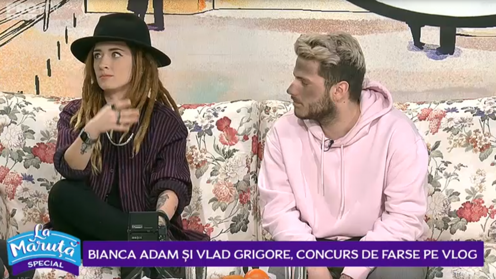 VIDEO Bianca Adam și Vlad Grigore, concurs de farse pe vlog