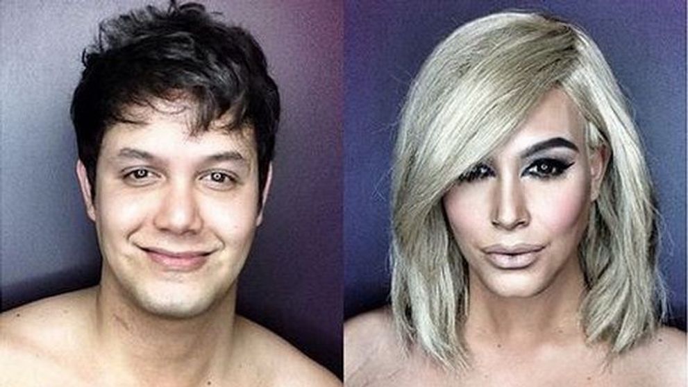 Fotografiile INAINTE si DUPA machiaj care fac senzatie online. Cum se transforma un barbat in Kim Kardashian sau Elsa