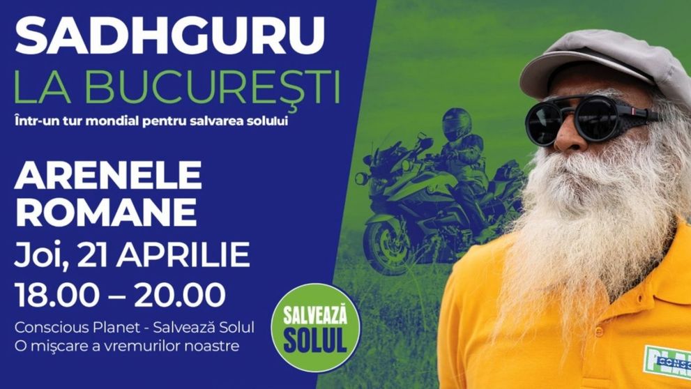 Sadhguru vine în România, într-un tur mondial pe motocicletă! Mesajul său e legat de salvarea solului