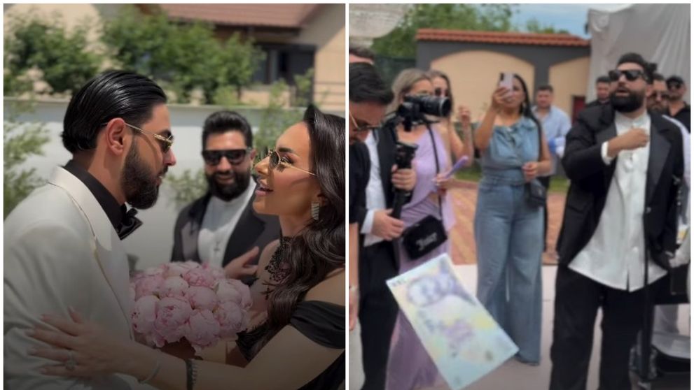 Cine sunt nașii lui Dani Stoian, fiul lui Florin Salam. Nașul a început să arunce cu bani imediat cum a sosit la nuntă: „Fără număr, fără număr!”