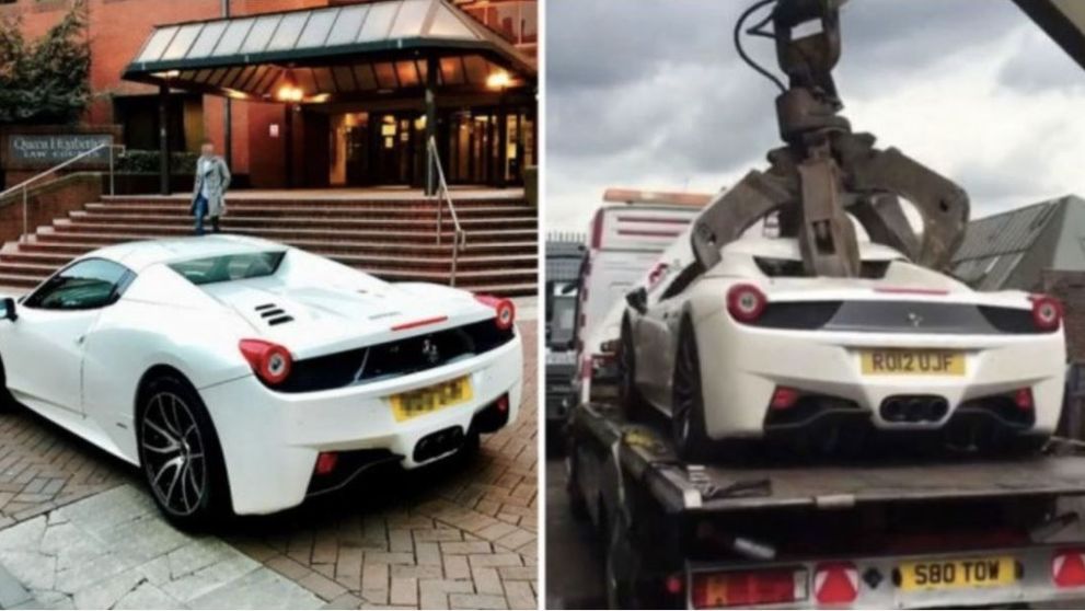 Un Ferrari in valoare de 280 000 de dolari a fost distrus dupa ce politia l-a confiscat din greseala de la proprietar