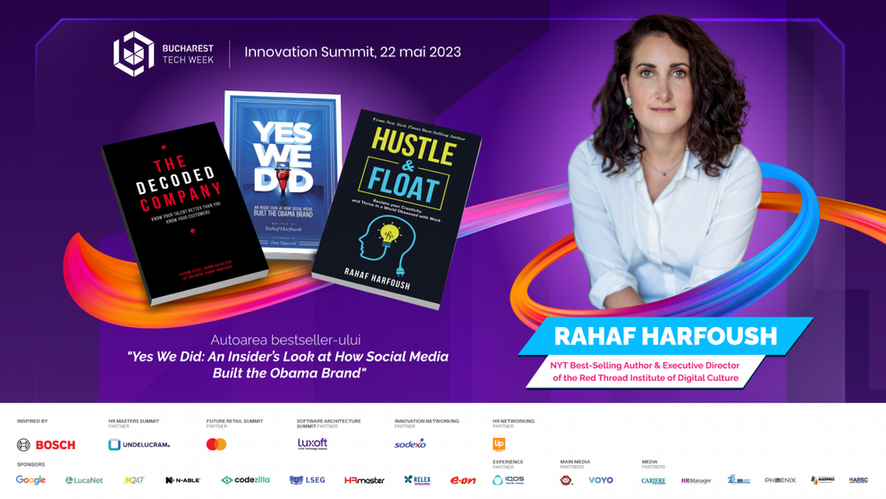 Rahaf Harfoush, membră a echipelor de comunicare ale lui Barack Obama și Emmanuel Macron, vine pe 22 mai la Bucharest Tech Week