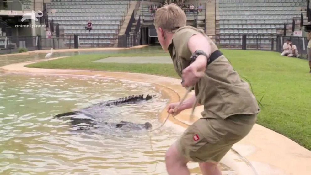 Robert Irwin, fiul ”Vânătorului de crocodili”, prins în ”răsucirea morții” de un crocodil de 4 metri și 325 kg!