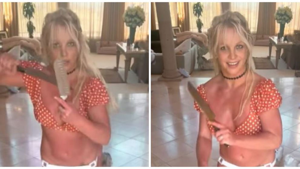 VIDEO Britney Spears și-a îngrozit fanii după ce s-a filmat când dansa cu două cuțite în mâini