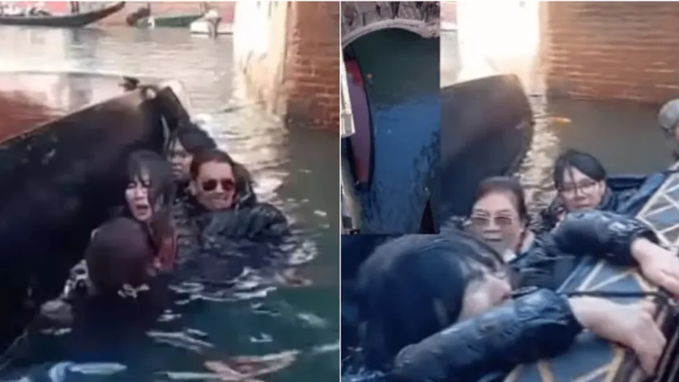 VIDEO Cum au reușit câțiva turiști în Veneția să răstoarne o barcă cu tot cu gondolier