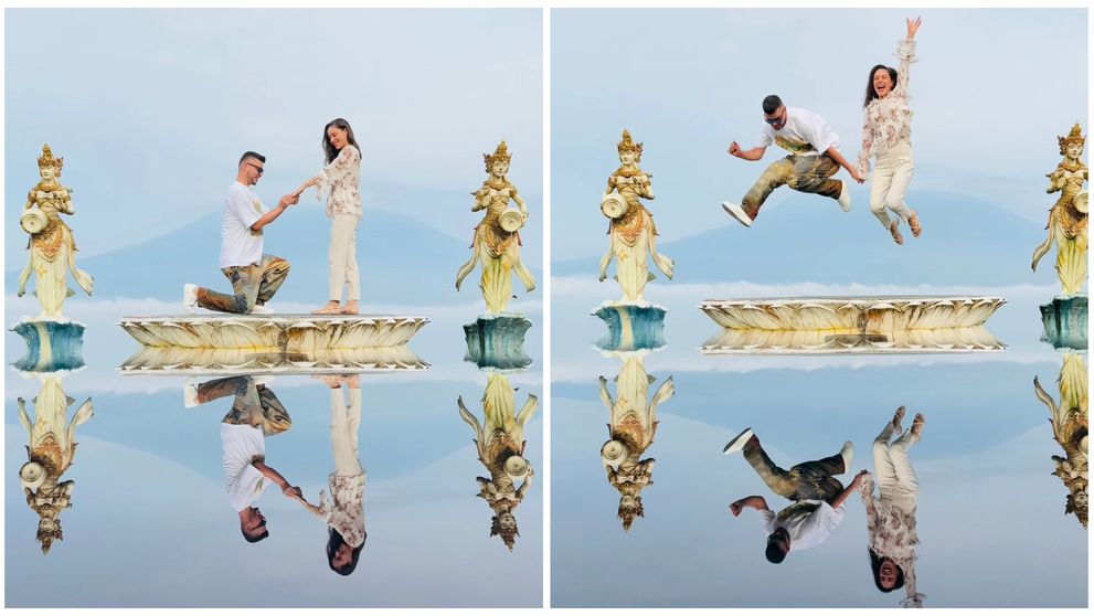 Luca Valentin, unul dintre cei mai premiați barmani din lume și finalist Românii au talent 2011, și-a cerut iubita în căsătorie la „Poarta Raiului” din Lempuyang, Bali: „Mii de felicitări! Așa DA!”