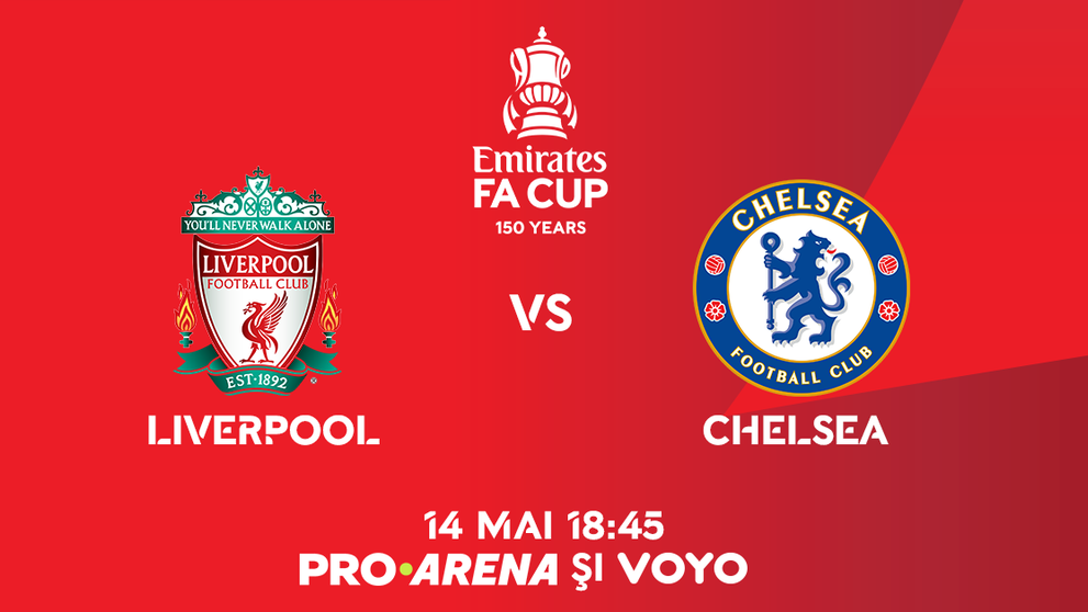 Finala FA Cup, dintre Liverpool și Chelsea, se joacă live și în exclusivitate pe 14 mai 2022 la PRO ARENA și pe VOYO