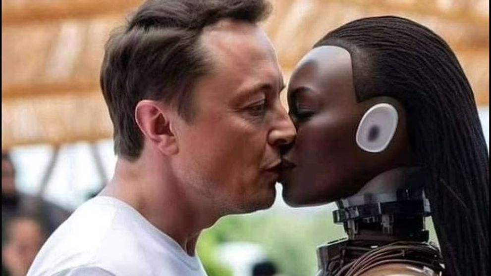 Elon Musk șochează din nou! Avertizarea din spatele pozelor cu el sărutând un robot, generate de Inteligența Articială