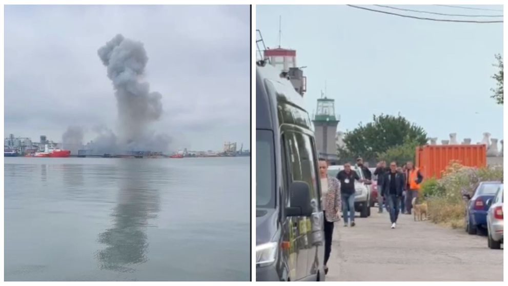 Momentul în care a explodat drona marină din Portul Constanța a fost filmat. VIDEO