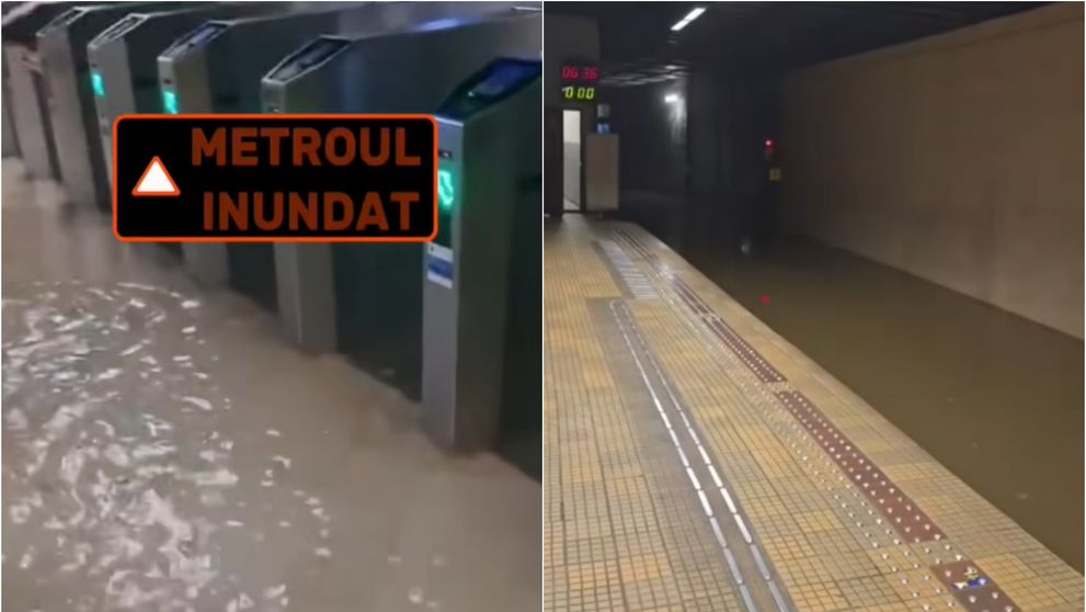 Imaginile cu haosul provocat de furtuna din București au devenit virale. Călătorii fac haz de necaz după ce metroul s-a transformat în „Mica Veneție”: „Gondolele au sistem de debarcare pe partea stângă?”
