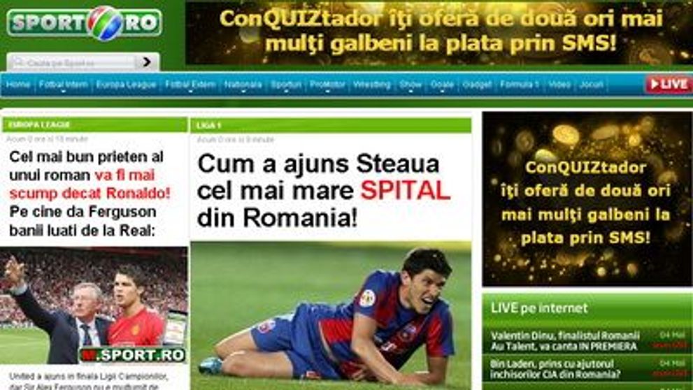 Cel mai citit site din Romania? www.sport.ro!