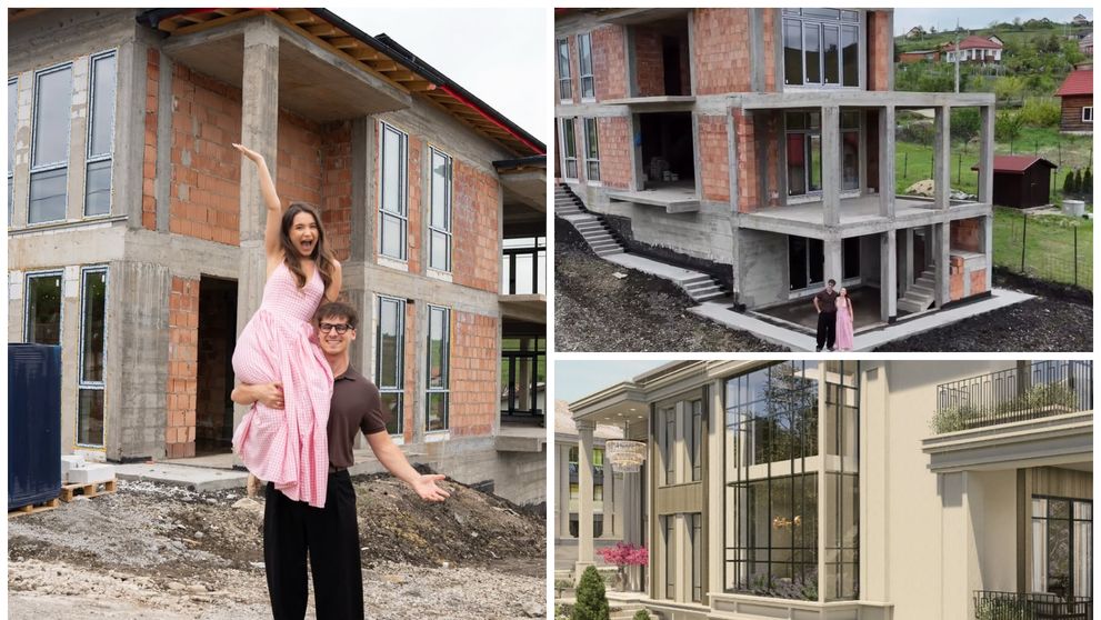 Denis Matros și Alexandra Blejan își trăiesc visul cu ochii. Deși au puțin peste 20 de ani, și-au construit deja o casă impresionantă, asemănătoare unui palat: „Încă ni se pare ireal”