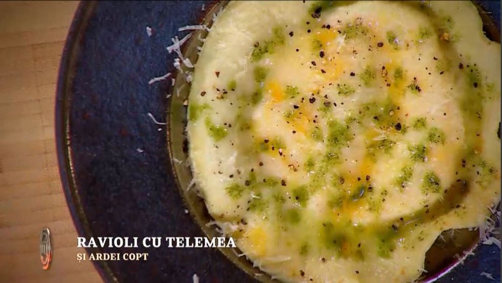 Masterchef 2024, 17 septembrie. Alexandru Neagu: Raviolo umplut cu cremă de telemea și ardei copți