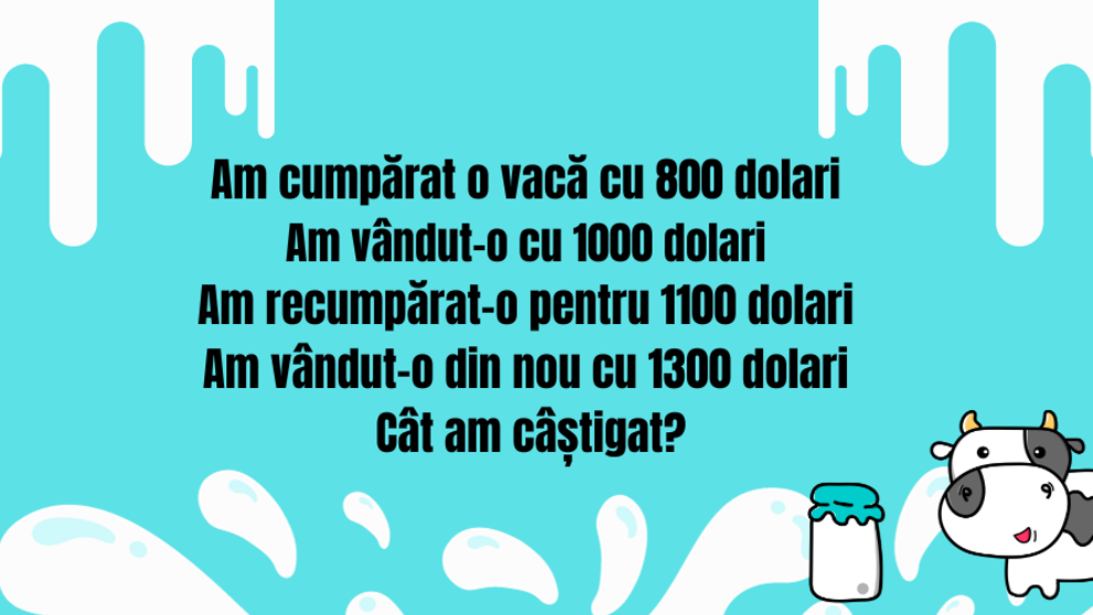 Problema de matematică de clasa a III-a care a împărțit internetul. Cu câți bani rămâne proprietarul după ce vinde vaca?