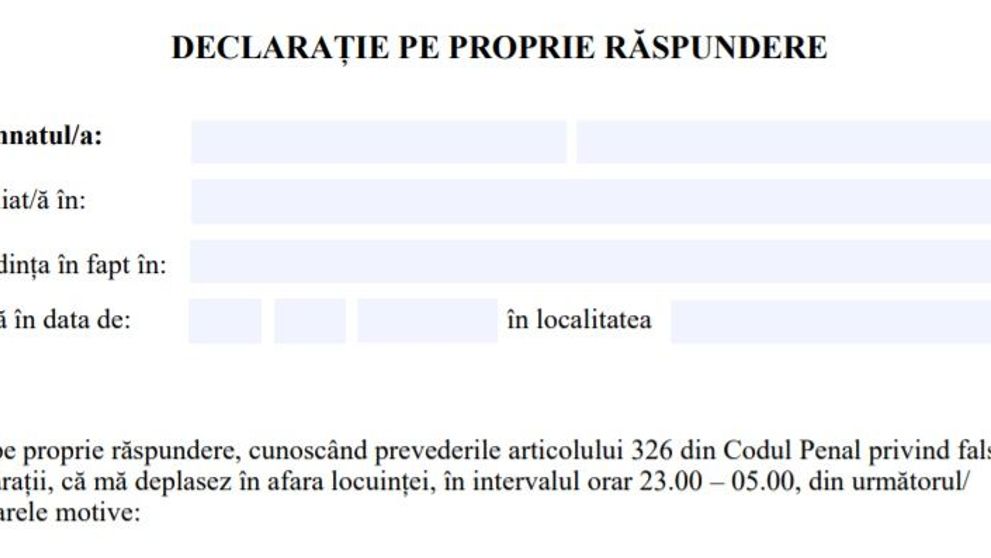 Noua declarație pe proprie răspundere a intrat în vigoare! De unde poate fi descărcată