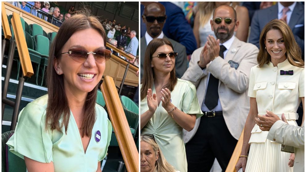Simona Halep, apariție sofisticată în tribune la Wimbledon, în apropierea lui Kate Middleton. Ținuta elegantă în care s-a făcut remarcată