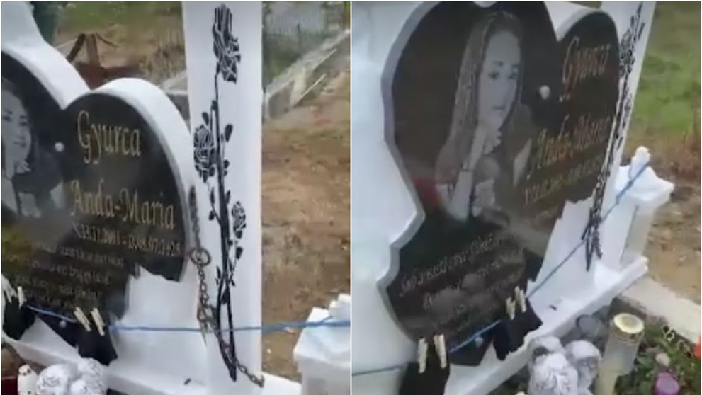 Descoperire înfiorătoare la mormântul victimei lui Emil Gânj. Rudele au găsit un lanț și ciorapi atârnați de piatra funerară VIDEO