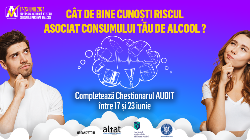 (P) Românii îşi pot evalua consumul de alcool în cadrul campaniei Săptămâna Naţională a Testării AUDIT, până pe 23 iunie