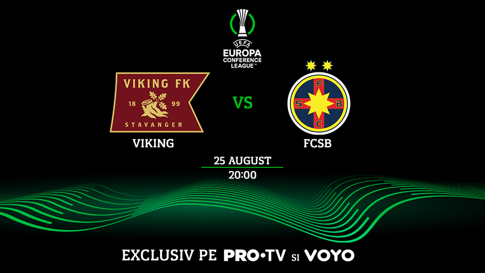 Calificarea se joacă pe PRO TV și VOYO! Meciul Viking – FCSB, live pe 25 august 2022, de la ora 20.00