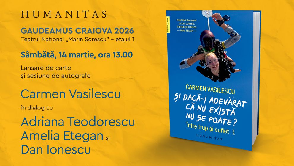 Scriitoarea Carmen Vasilescu își prezintă cartea la Gaudeamus Craiova, sâmbătă, 14 martie, ora 13.00, la Teatrul Național Marin Sorescu