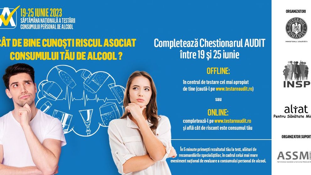 (P) 5 motive pentru Săptămâna AUDIT–Săptămâna Națională de Testare a Consumului Personal de Alcool, 19-25 iunie