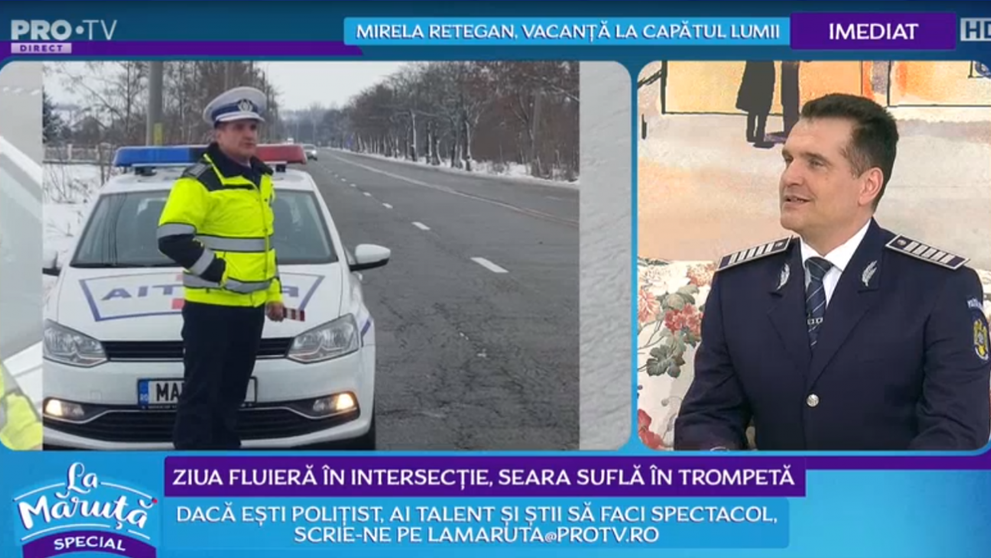 VIDEO Polițiști cu talent. Ziua fluieră în intersectie, seara suflă în trompetă