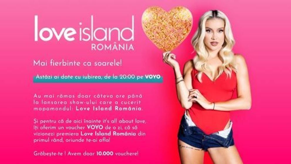Vrei să vizionezi premiera Love Island, oriunde te-ai afla? Poți câștiga unul dintre cele 10.000 de vouchere VOYO de o zi