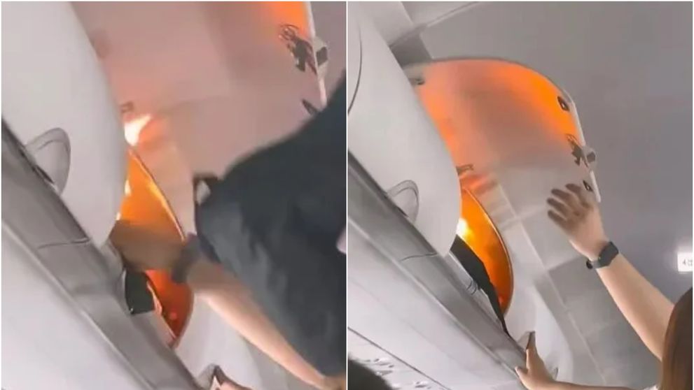 Momente de panică la bordul unui avion. O baterie portabilă a explodat în compartimentul de bagaje. Ce au surprins pasagerii VIDEO