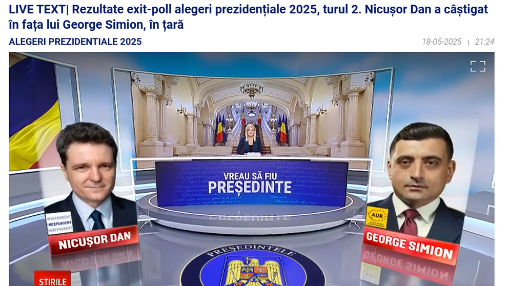 Site-ul stirileprotv.ro a publicat cel mai citit articol din online în ziua turului doi al alegerilor prezidențiale 2025