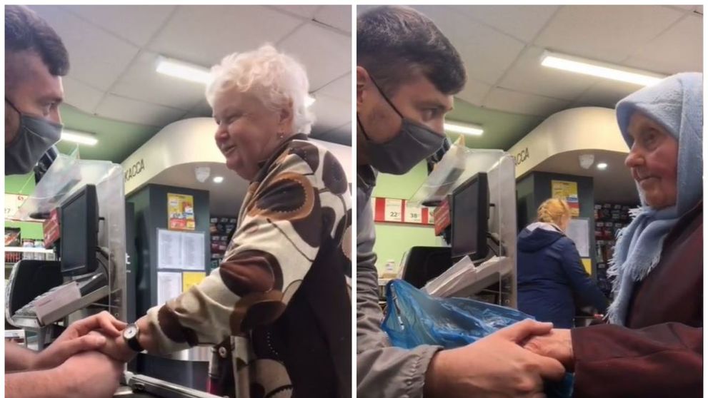 Un casier le face surprize bătrânilor care vin la magazin. Reacția lor când bărbatul se oferă să le achite cumpărăturile