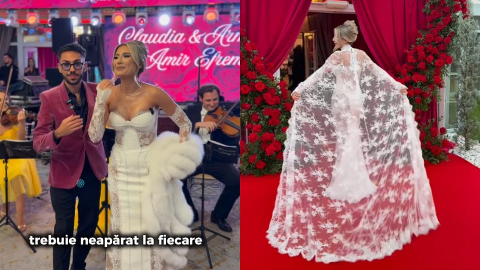 Cât a costat rochia de mireasă pe care Claudia Puican a purtat-o. Artista și Armin Nicoară nu s-au uitat la bani și au organizat o nuntă de lux