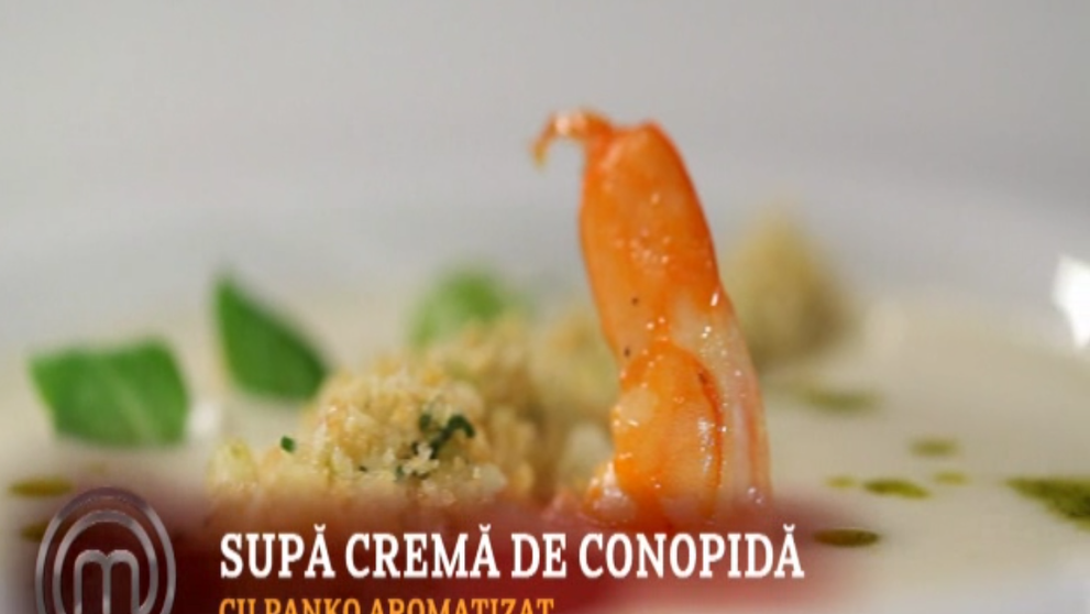 Reteta MasterChef: Supa crema de conopida cu salota, camembert si panko aromat cu pesto
