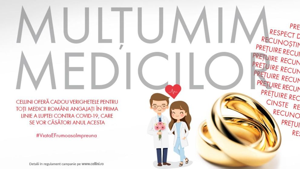 Cellini, cadou neașteptat pentru medicii români din prima linie care se vor căsători în 2020