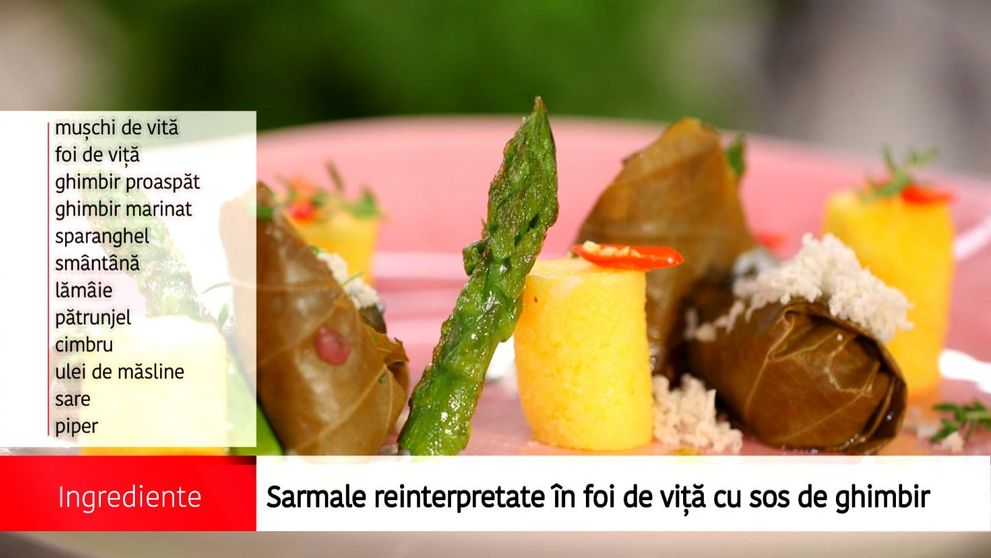 Sarmale reinterpretate in foi de vita de vie cu sos de ghimbir