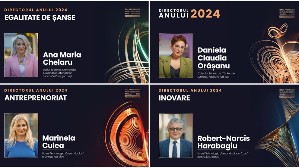 Patru directori de școală premiați  la Gala Premiilor pentru Directorii Anului 2024